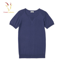 Short Sleeve Women Cashmere Sweater with Crew Neck 100% Pure Cashmere Sweater